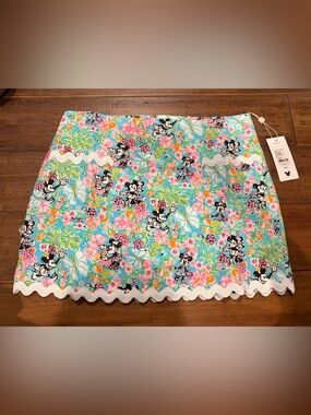 Lilly Pulitzer Aqua Floral Mickey Print Skort with White Rickrack